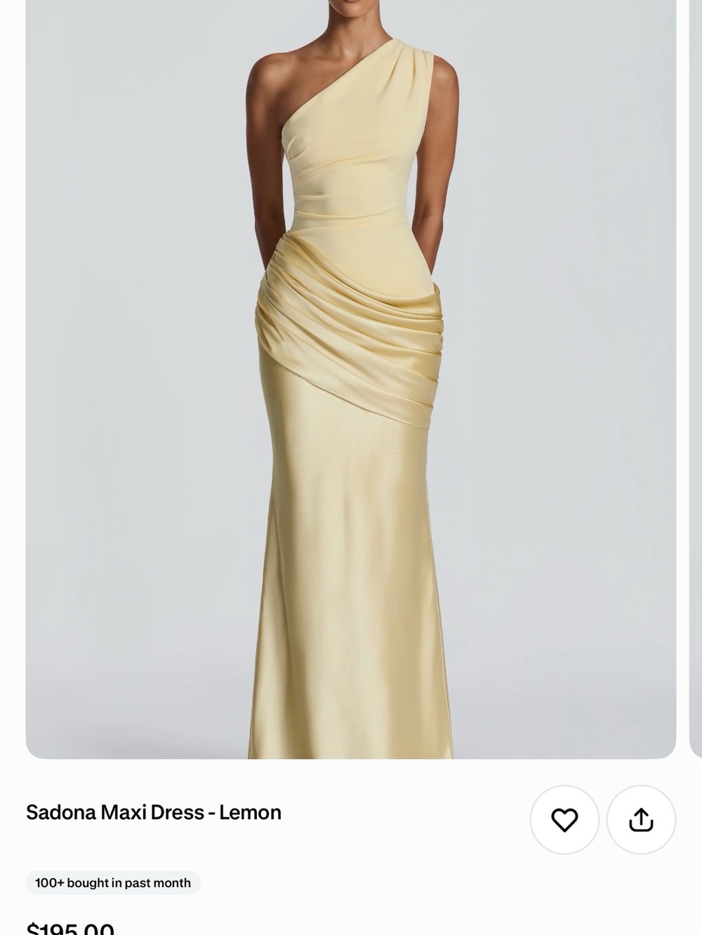 Satin One-Shoulder Yellow Evening Dress - Picture 2 of 5